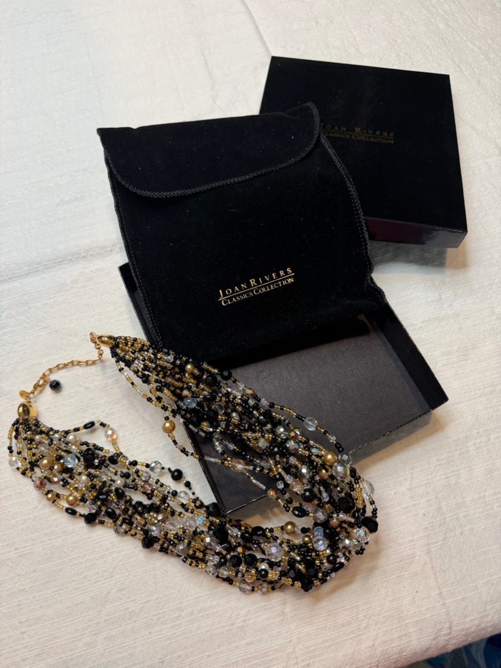 Joan Rivers Torsade collection Multi-Strand Beaded Necklace in Black & Gold